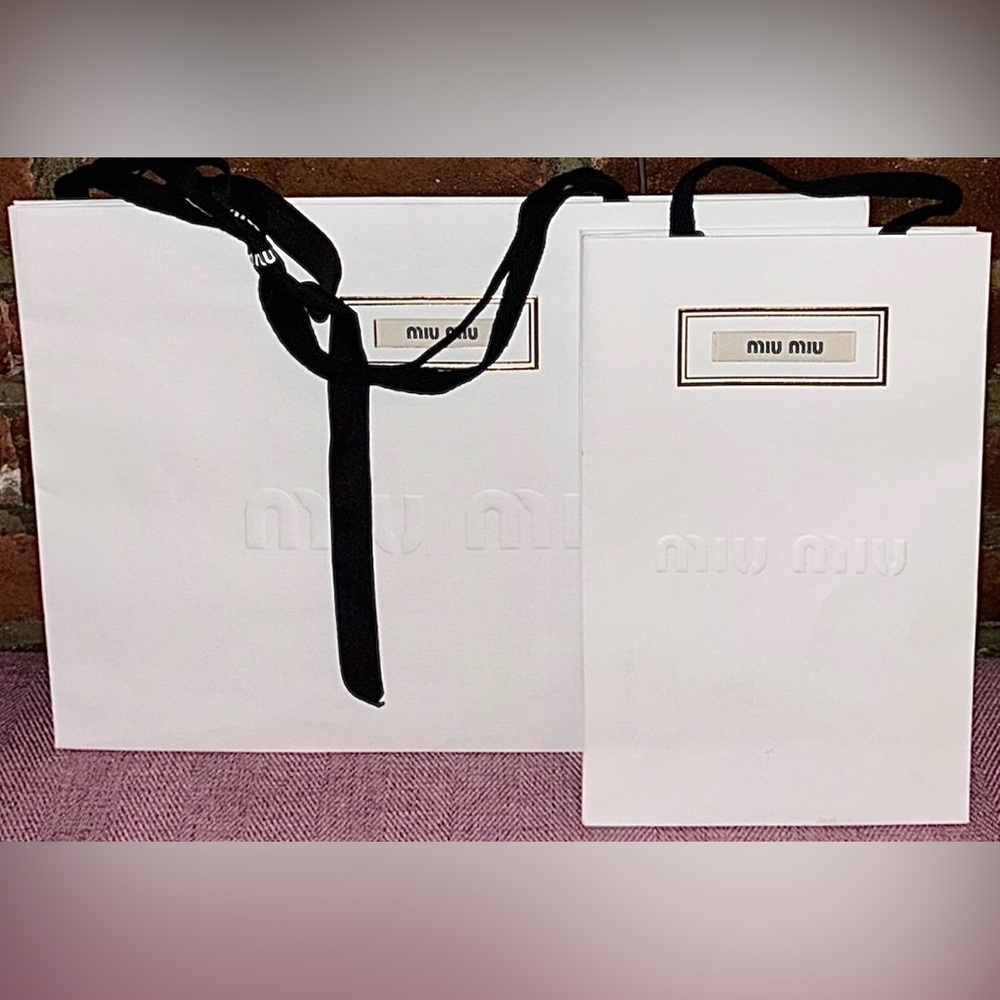 Miu Miu S/M Shopping Bag with RIBBON Limited Edition white. Cloth front label